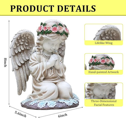Choies Angel Gifts for Mom Grandma Granny Aunts,Birthday Sympathy Memorial Gifts,Solar Praying Angel Figurines for Outdoor Garden,Yard,Cemetery,Grave Decoration
