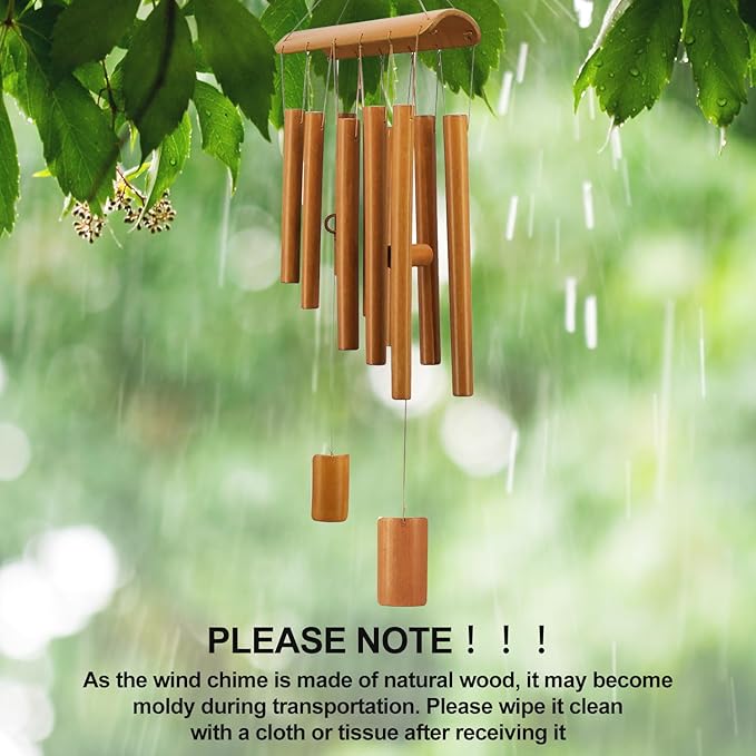 Virekm Windchimes Outdoors, Memorial Wind Chimes, Bamboo Wind Chimes for Outside Clearance Deep Tone for Patio Garden Home Décor, Natural Beautiful Sound
