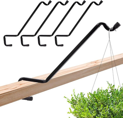 Biubee 4 Pack Deck Bird Feeder Hanger for Railing - Extended Angled Metal Deck Rail Plant Hanger for Bird Feeder Planters Lanterns Wind Chimes, Fit 2" × 4" & 2" × 6" Wooden Railings