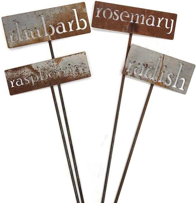 Classic Metal Garden Markers 19 Inches Tall (rhubarb, Naturally Rusted)