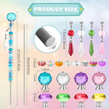 UFU 192Pcs DIY Fairy Wand Beaded Garden Stakes Kit, Decorative Garden Stakes with Colorful Crystal Pendants, Outdoor Fairy Garden Accessories, Beadable Items for Decor, Gifts & Craft (10 in)
