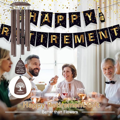 Retirement Wind Chimes for Women Men,Happy Retirement Gift for Woman Men Coworker Colleague Boss Teachers Nurses Friends,Going Away Gifts