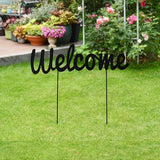 Metal Letters Garden Stakes Yard Art Word Sign Lawn Decoration Indoor Outdoor Plant Pot Decor Decorative Stick for Patio Pathway Flower Bed (Welcome)