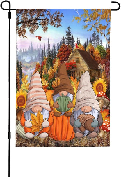 Autumn Gnomes Garden Flag 12 X 18 In Outdoor Happy Fall Y'all Mini Yard Flag Pumpkin House Flags Double-Sided Farmhouse Sign For Home Garden Decoration
