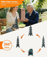Nacome Solar Pagoda Garden Statues: 15.7 inches Multi-Layer Outdoor Waterproof Resin Zen Decor for Landscape Balcony Patio Porch Yard Ornament(Bronze)