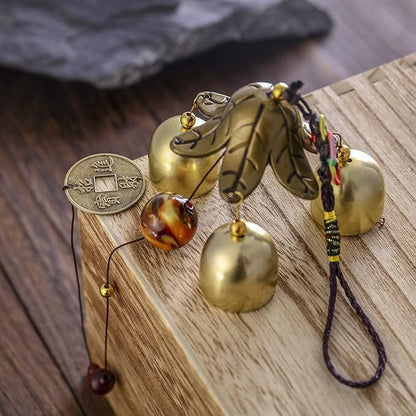 2 Pieces Wind Chimes Feng Shui Wind Bell 3 Bells Hanging Chimes for Good Luck Home Garden Patio Hanging Decoration