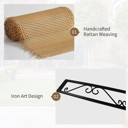 73" H×45" W Rattan Outdoor Privacy Screen Freestanding for Patio, Balcony Metal Privacy Screen and Room Divider for Garden, Apartment, Deck(Beige, 1 Panel)