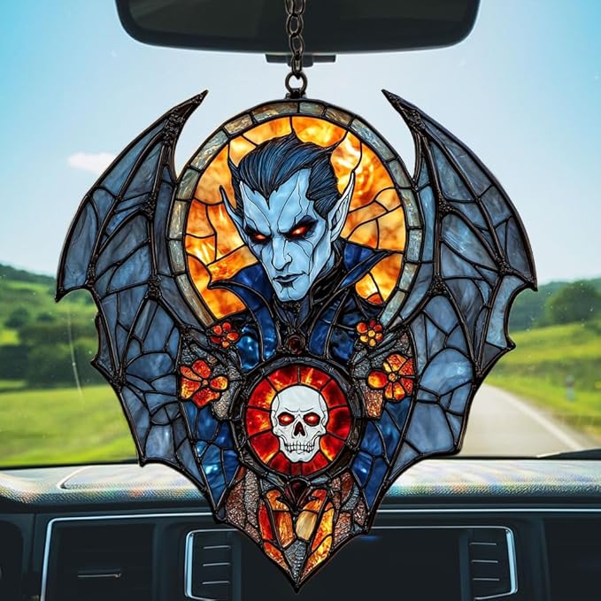 Dracula Halloween Acrylic Suncatcher Stained Glass Effect Window Car Hanging Christmas Ornament Indoor Outdoor Decor Garden Sun Catcher Panel for Halloween Lover for Women Mom Grandma