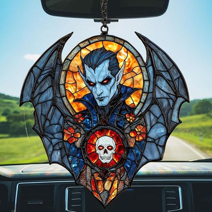 Dracula Halloween Acrylic Suncatcher Stained Glass Effect Window Car Hanging Christmas Ornament Indoor Outdoor Decor Garden Sun Catcher Panel for Halloween Lover for Women Mom Grandma