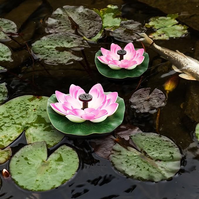 Solar Water Fountain for Bird Baths, Floating Solar Powered Water Fountain Pump for Birdbath, Garden, Pond, Pool, Outdoor Decor, Water Lily, Berry Pink
