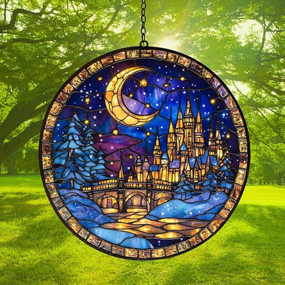 The City of Star Acrylic Suncatcher Stained Glass Effect Window Car Hanging Christmas Ornament Indoor Outdoor Decor Garden Sun Catcher Panel for Acrylic Suncatcher Lover for Women Mom Grandma
