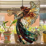Angel Acrylic Suncatcher Stained Glass Effect Window Car Hanging Christmas Ornament Indoor Outdoor Decor Garden Sun Catcher Panel for Fairy Lover for Women Mom Grandma