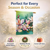 Caroline's Treasures Louisiana Magnolias in Watercolor House Flag Large Porch Sleeve Pole Decorative Outside Yard Banner Artwork Wall Hanging, Polyester, House Size, Multicolor