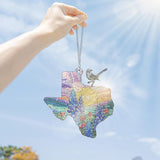 FLAGWIX Texas Gifts for Women Men - Stained Glass Window Hanging 8in - Mockingbird Bluebonnet Suncatchers for Windows Hanging, Texas Themed Gifts for Friends, House Warming Gift Ideas