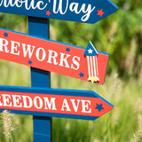 Glitzhome 36" H Patriotic Yard Stake,American Wooden Top Hat Word Sign Yard Stake 4th July Garden Yard Welcome Signs Independence Day Indoor Outdoor Decorations