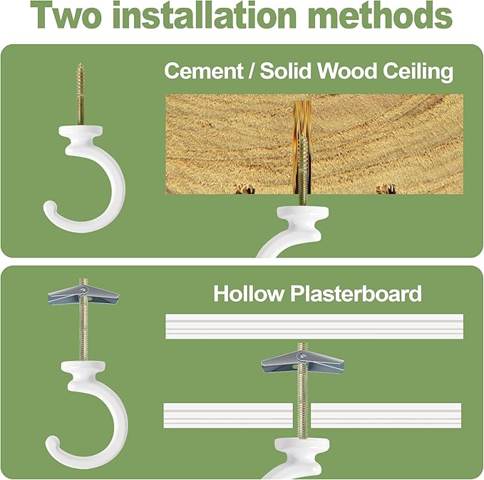 Aidoclip 2PCS Ceiling Hooks for Hanging Plants,Heavy Duty Plant Swag Hooks,Hanging Planter Wall Hook, Indoor and Outdoor Plant Hangers