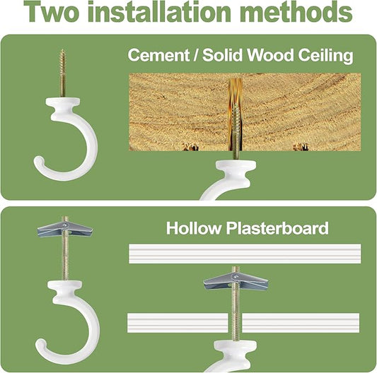 Aidoclip 2PCS Ceiling Hooks for Hanging Plants,Heavy Duty Plant Swag Hooks,Hanging Planter Wall Hook, Indoor and Outdoor Plant Hangers