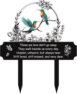 Rngmsi Hummingbird Cemetery Decorations for Grave, Bird Flower Metal Memorial Grave Markers for Humans, Memorial Plaques for Outdoors Grave Decor Sympathy Stake for Mom Dad Outside Yard Garden