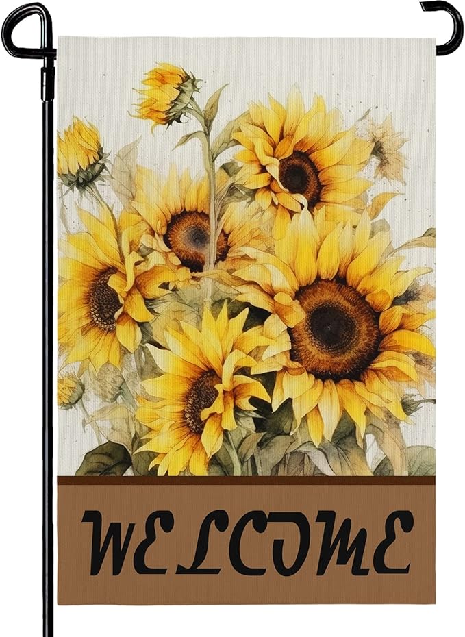 Summer Sunflower Garden Flag for Outside 12x18 Inch Double Sided Welcome Farmhouse Outdoor Vertical Seasonal Yard Flags Floral Holiday Party Yard Outdoor Decoration
