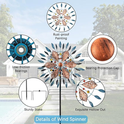 Stargarden Large Wind Spinners Outdoor, 23 Inch Metal Wind Spinner, Double Kinetic Wind Sculptures & Spinners, Waterproof Pinwheels Outdoor Decoration for Patio, Lawn, Garden, Porch Decor
