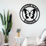 Custom Butterfly Garden Metal Wall Art Personalized Butterfly Metal Name Sign Yard Sign Decorative Outdoor Gardening Decor Gifts for Gardeners