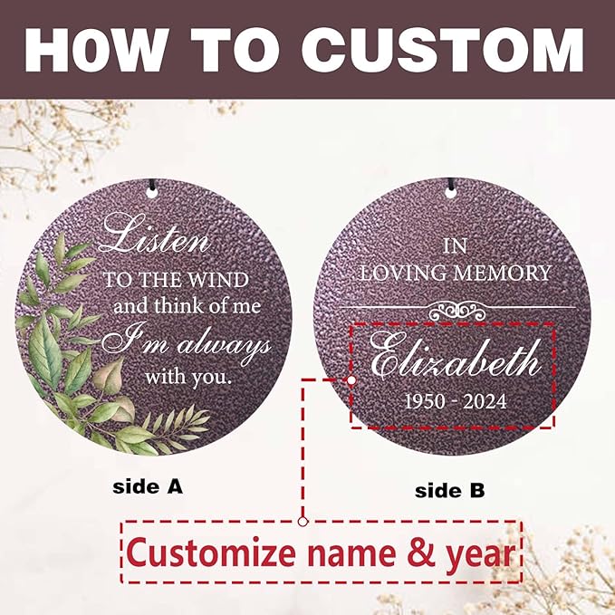 ASTARIN Sympathy 32" Wind Chimes for Loss of Loved One, Personalized Memorial Deep Tone Wind Chime, Remembrance Gift for Loss, Windchimes in Memory of Mother Father Daughter,Produced in USA