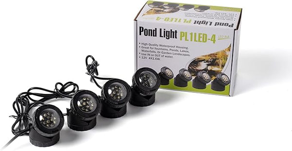 Jebao 12-LED Submersible Light for Water Gardens and Ponds, Set of 4
