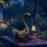 HONGLAND Black Swan Solar Garden Statue Outdoor Decor Bird Decor Lawn Ornament for Backyard Patio Porch Poolside