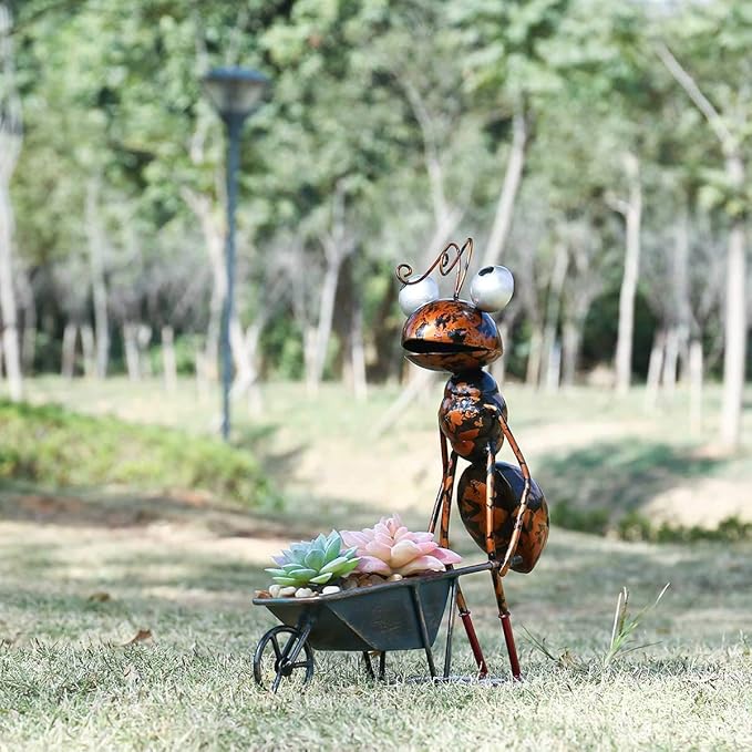 Tooarts Metal Ant Garden Decor Sculpture Home Patio Lawn Yard Indoor Outdoor Statue Ornament with Removable Bucket