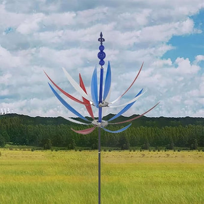 360° Outdoor Wind Spinner, Garden Pinwheels Metal Wind Sculpture Spinner with Gardens Stake, Rotating Windmill Yard Art Decor for Patio, Lawn & Garden (Color)