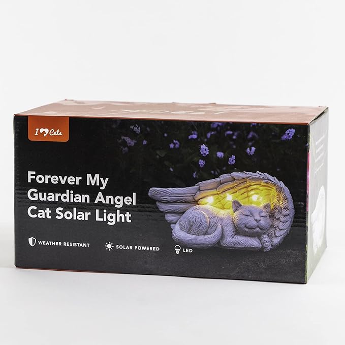 iHeartCats Forever My Guardian Angel Cat Memorial Garden Solar Light Gift