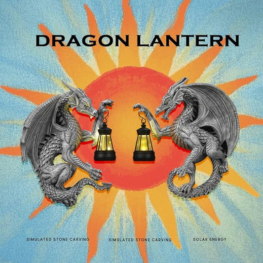 Dragon Outdoor Porch Decor Hugger with Solar Lantern Gothic, Statue Garden Lights, Gifts for Mom, Housewarming Gifts for Women, Ideal Dragon Garden Decor-Pair/Right/Left