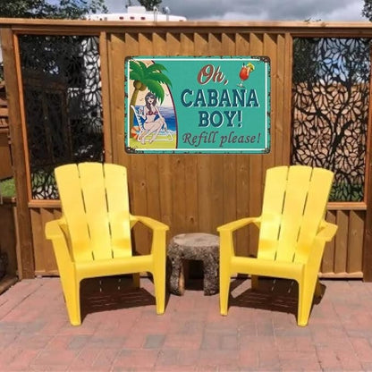Cabana Boy Metal Sign Vintage Tiki Bar Signs for Outside Bar Home Yard Wall Decoration Pool Decor Patio Beach 12x8 Inch