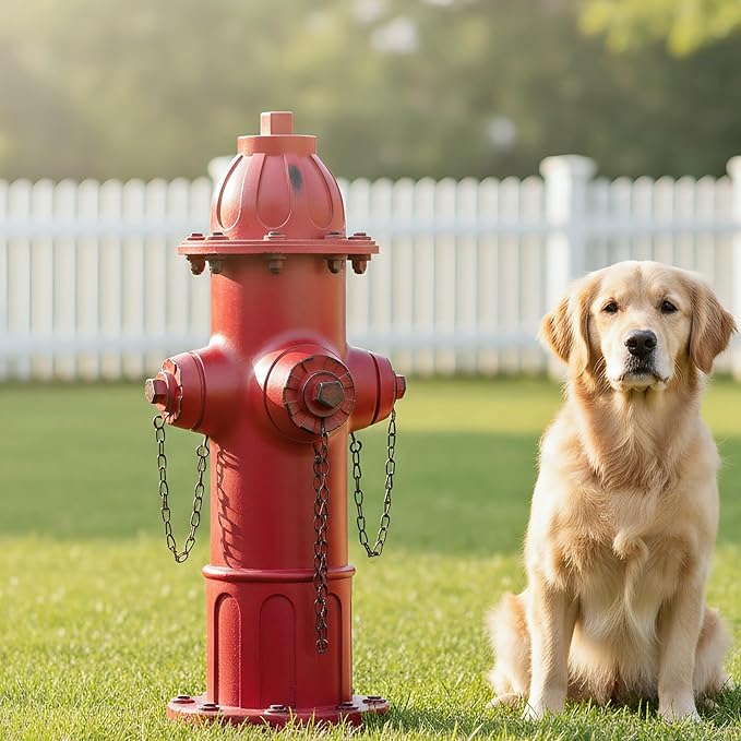 Realistic Resin Fire Hydrant Statue for Potty Training Dogs - Dog Fire Hydrant Pee Post, Weather-Resistant Garden Decor,Outdoor Garden & Lawn Ornament(Suitable for Any Size Dog;21In;Retro Red)