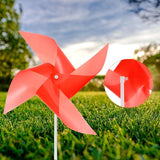HARFINGTON 50pcs Windmills for The Yard Garden 17" x 11" 4 Leaves Pinwheels Wind Mills Spinners Windproof Waterproof Bird Devices with Stakes for Patio Decor, Red