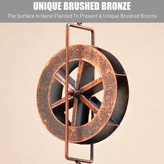 5.7 FT Water Wheel Rain Chains for Outside Bronze Rain Chain for Gutters Garden Decorative Rain Catche Chain Downspout