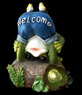 Solar Powered Frog with 2 Birds Outdoor LED Garden Light Decor