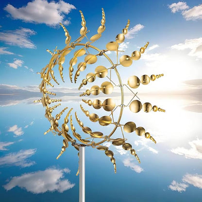 Magical Metal Windmill, Wind Spinners for Yard Garden, Outdoor Spinners, Windmill for Yard, Wind Sculptures & Spinners for Yard Garden Patio Decoration (1PCS Gold)