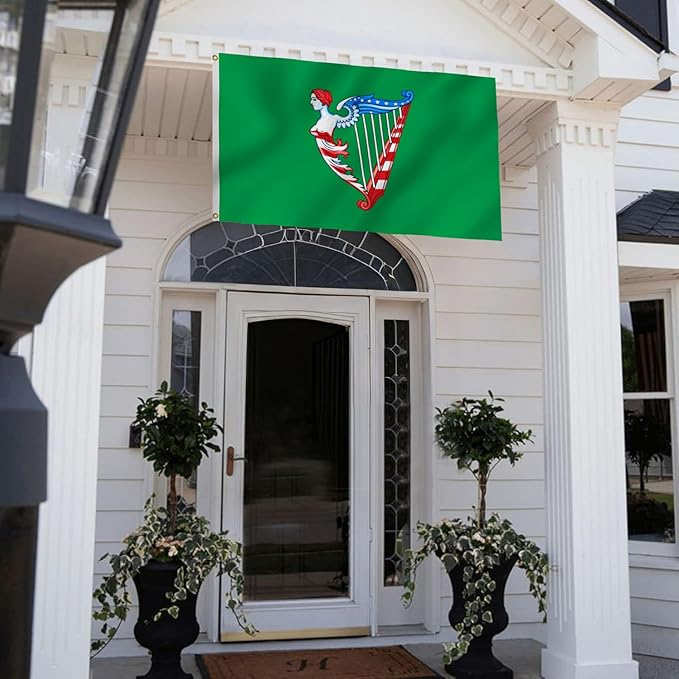 Green Harp Ireland Flag 6X10FT, Am Harp Flags,Both Sides Printed, Men Women Banner,Vibrant Colors, Double Stitched with 2 Brass Grommets, Bar Garden Street Decoration, GYM, Office Decor,Indoor Outdoor Use,Gifts. (US-Green, 3x5ft)