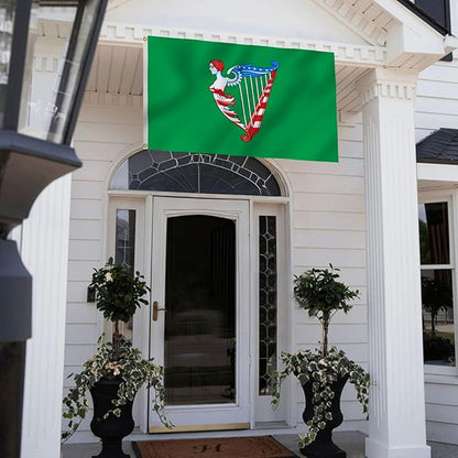 Green Harp Ireland Flag 6X10FT, Am Harp Flags,Both Sides Printed, Men Women Banner,Vibrant Colors, Double Stitched with 2 Brass Grommets, Bar Garden Street Decoration, GYM, Office Decor,Indoor Outdoor Use,Gifts. (US-Green, 3x5ft)