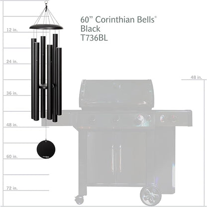 Corinthian Bells by Wind River - 60 inch Black Wind Chime for Patio, Backyard, Garden, and Outdoor Decor (Aluminum Chime) Made in The USA