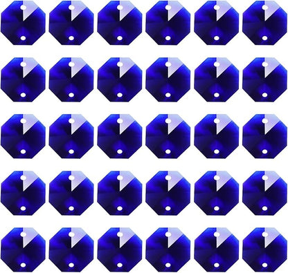 PATIKIL K9 Crystal Octagon Beads 2 Holes Pendants, 60 Pack 14mm Chandelier Prisms Parts Ornaments Hanging Beads for DIY Arts Crafts Decoration, Black Purple