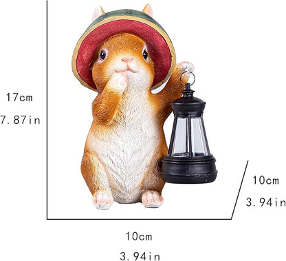 Garden Bunny Lantern, Decorative Orange Rabbit Figurine, Garden Statues Rabbit with Solar Lantern Outdoor Decor-Rabbit Solar Figurines Lights Decorations for Patio Yard