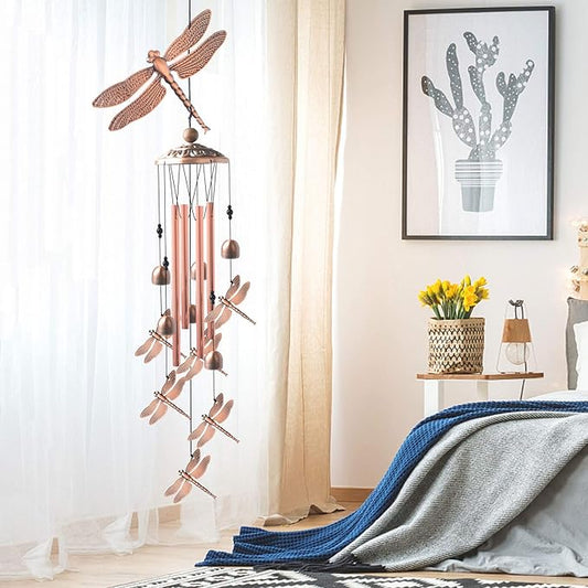 Dragonfly Wind Chimes, windchimes Outdoor, Garden Decor, Garden Gifts, Gifts for mom,Memorial Wind-Chimes Copper windchimes Indoor/Outdoor Waterproof