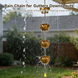 Copper Rain Chain, Lotus Rain Chain for Gutters, 47 in Adjustable Lotus Rain Catcher Chain for Gutters, Copper Rain Chain Cups to Replace Gutter Downspout, Divert Water, 5 Cups