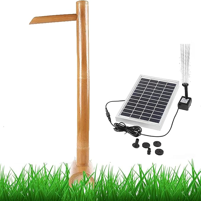 Classic Water Features for The Garden Solar Powered Bird Bath Bamboo Fountain Bamboo Flowing Water Courtyard Decoration Water Features Flowing Water Fish Tank Stone Trough
