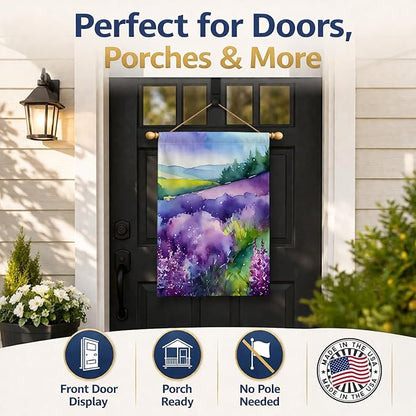 Caroline's Treasures New Hampshire Purple Lilac in Watercolor House Flag Large Porch Sleeve Pole Decorative Outside Yard Banner Artwork Wall Hanging, Polyester, House Size, Multicolor