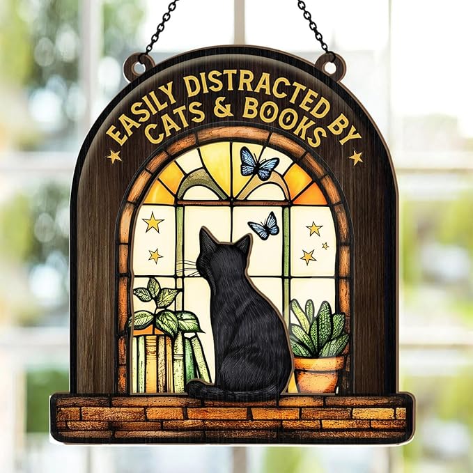 Jesuspirit - Window Hanging Suncatcher – Crystal Clear Acrylic & Wood Sun Catcher for Home Decor, for Women (Your Book Nook, 6 Inches)