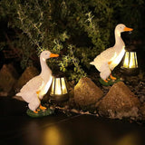 Garden Duck Statue with Solar Lantern, 7.7 Inches Resin White Duck Figurines Light Yard Art Sculpture Outdoor Decor for Patio Lawn Backyard Porch Ornaments