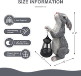 Solar Rabbit Garden Statue with Lights - Whimsical Solar Powered Bunny Figurine for Outdoor Decor, Auto On/Off Waterproof Patio, Yard, Lawn, Balcony Decorations, Unique Gift for Women & Mom
